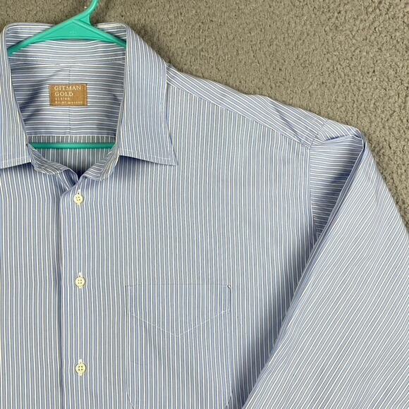 Gitman Gold Master Shirt Makers Button Men's 18 35 2XL Blue White Striped - Picture 6 of 12
